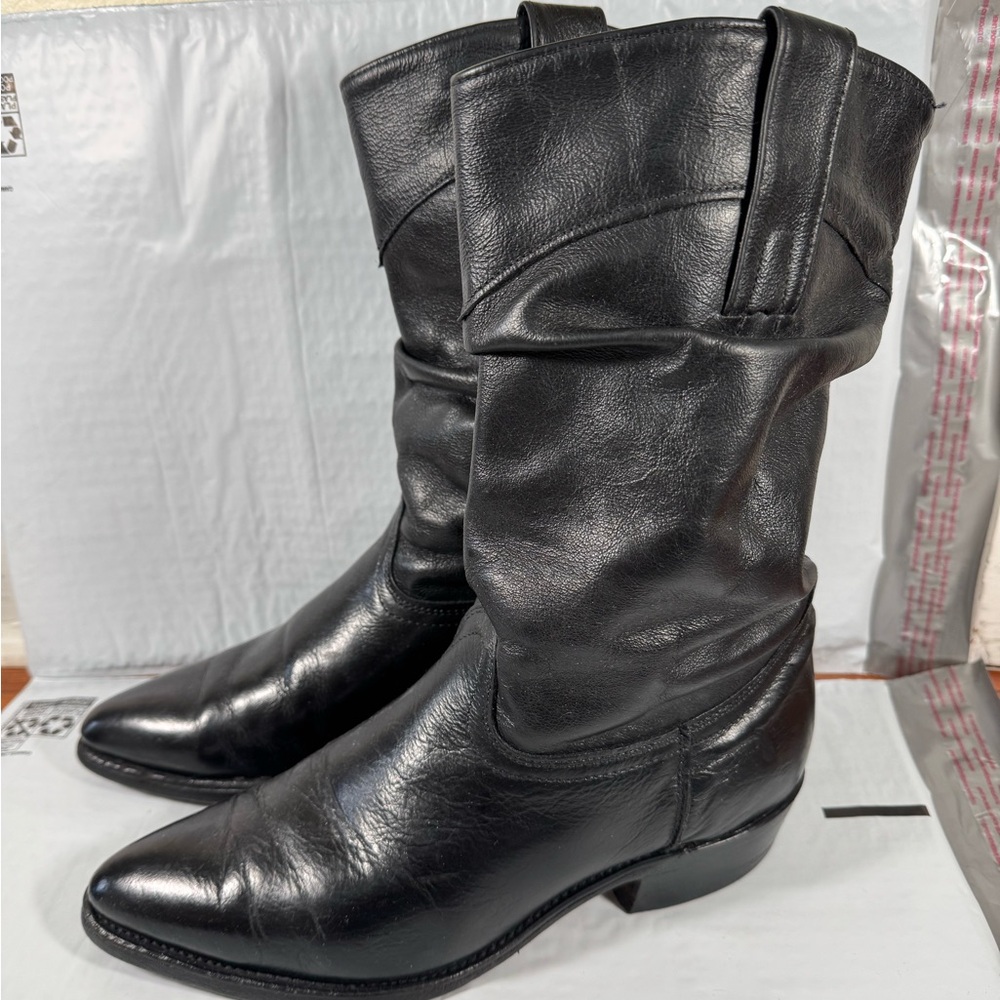 Frye Vintage Mid Calf Western Cowboy boots womens Size 9 Black Made in USA